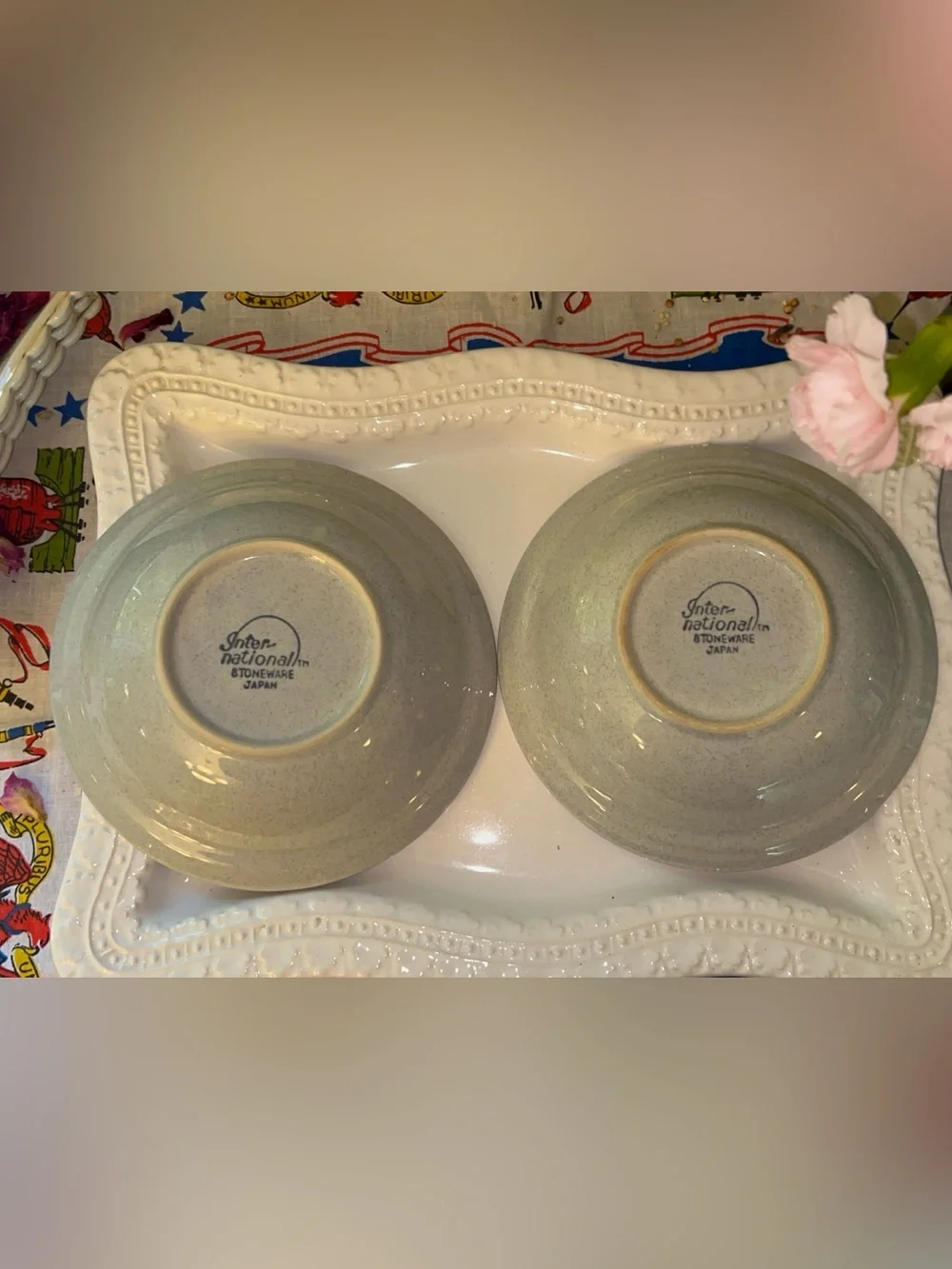 Vintage International Heritage Soup\Cereal Bowls American Patchwork Pattern X 2